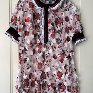 Unique Eva Franco Sporty Floral Sheer Mini Dress Tunic Size S